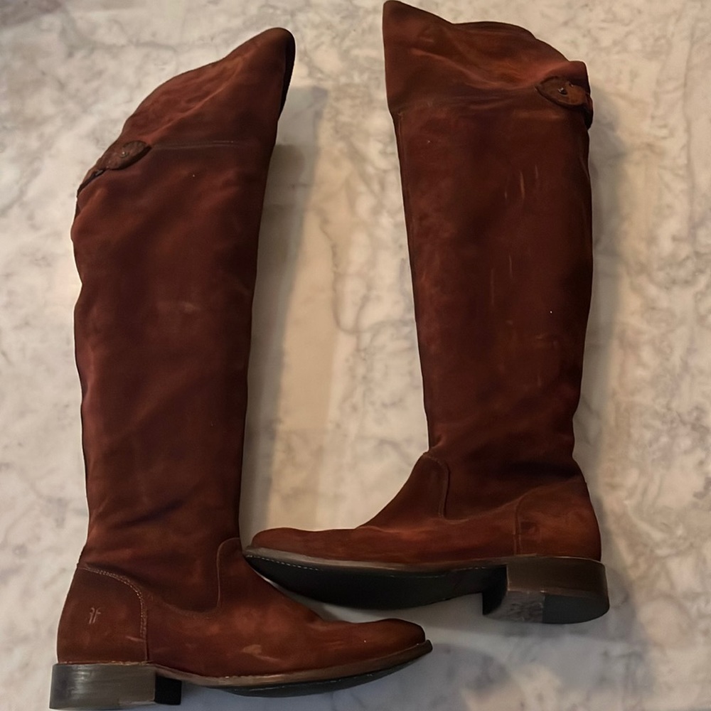 Gorgeous over the knee suede Frye boots